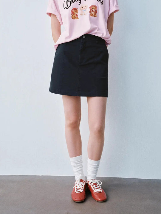 Timeless Cotton Seamed A-Line Mini Skirts