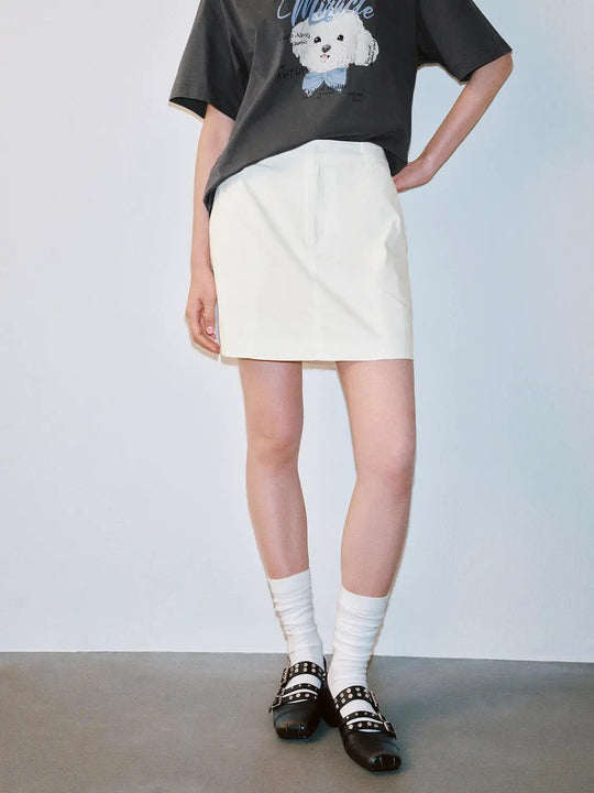 Cotton A-Line Mini Skirt With Clean Tailored Design Skirt