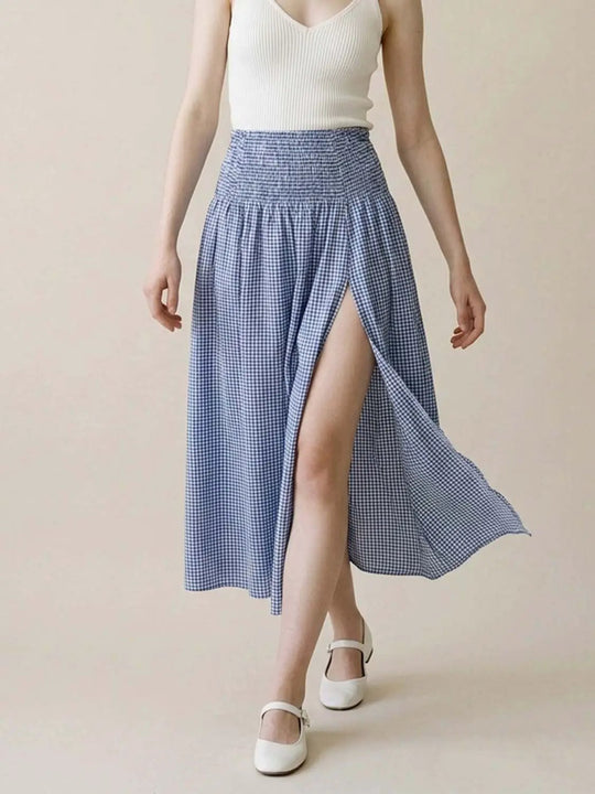 Gingham Weave Midi Skirt