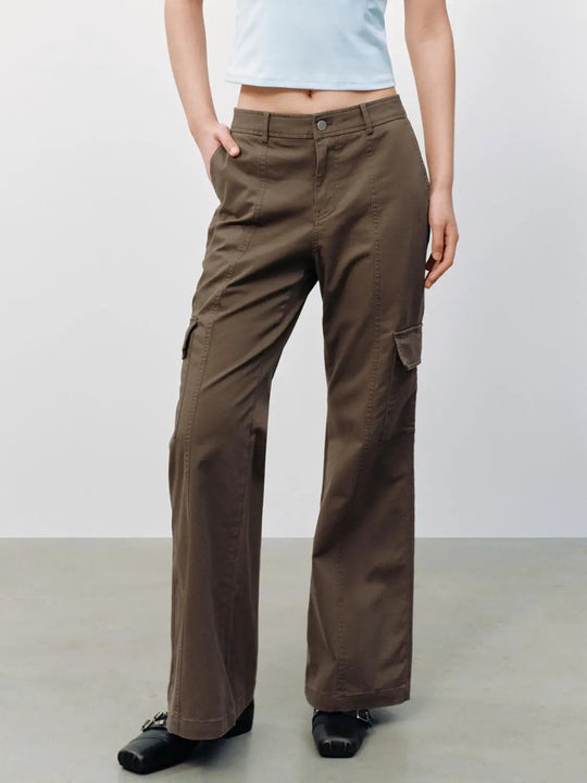 Cotton Twill Cargo Flap Pockets Pants