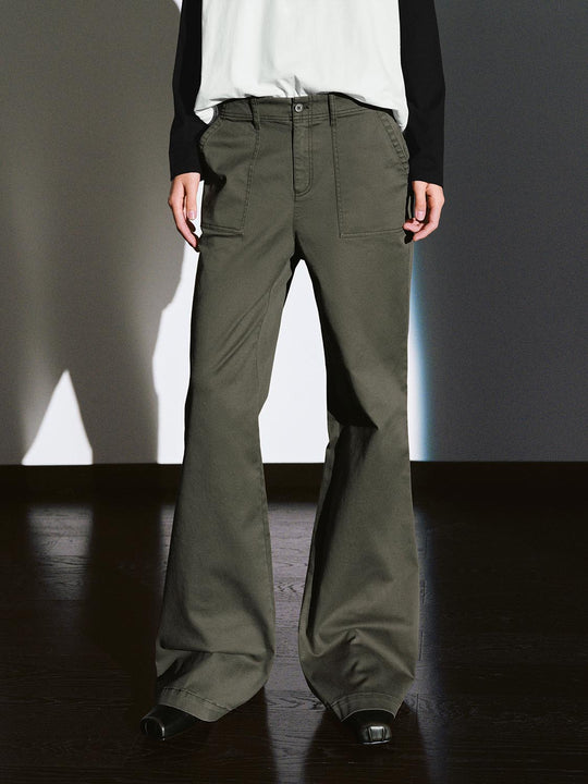 Patch Pocket Flare Leg Pants