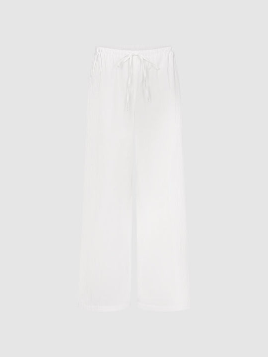 Drawstring Pull On Wide Leg Pants