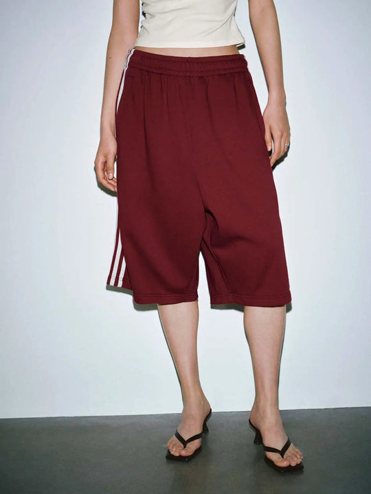 Cotton Blend Contrast Stripe Wide Leg Pants