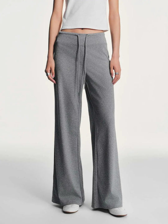 Cotton Flare-Leg Drawstring Waist Pants