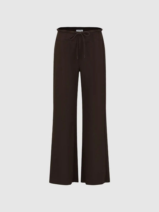 Cotton Wide-Leg Drawstring Waist Trousers