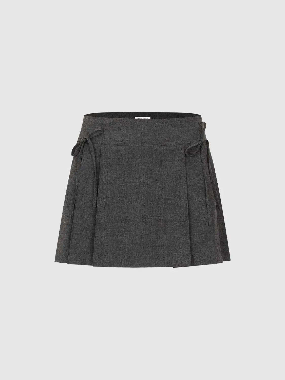 Stretch Skort, charcoal gray with side waist ties, Urban Revivo Fashion
