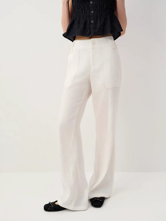 Linen Flare Leg Pants