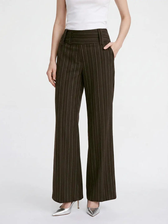 Pinstripe Flare Wide-leg High Waist Pants