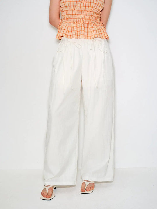 Lightweight Drawstring Waist Wide-leg Pants