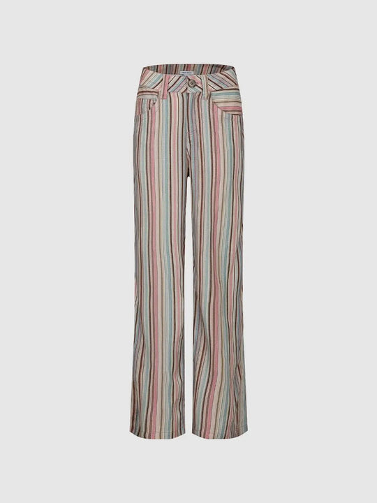 Pastel Striped Wide-leg Pants