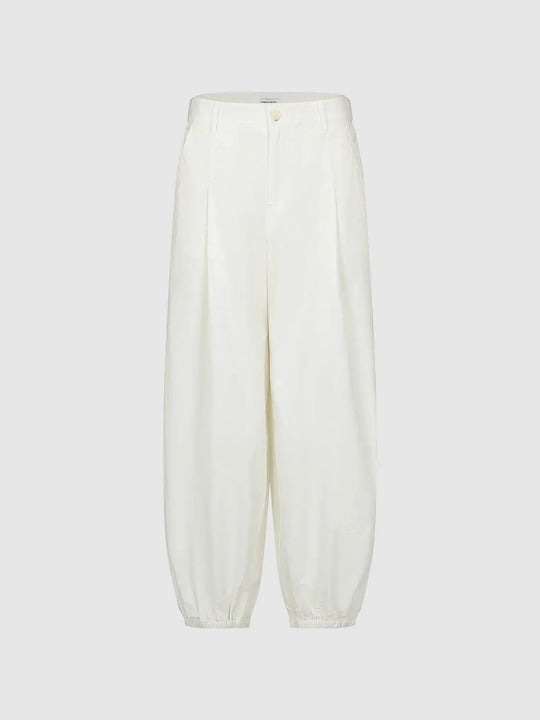 Pleated Cotton Wide-leg Pants