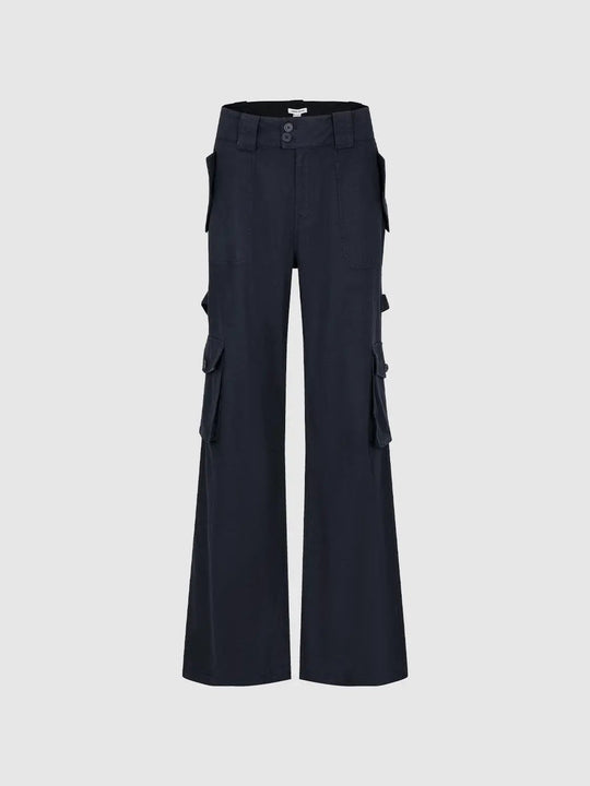 Mid-rise Wide-leg Linen Blend Cargo Pants