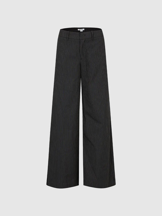 Striped Cotton Mid-rise Straight Pants