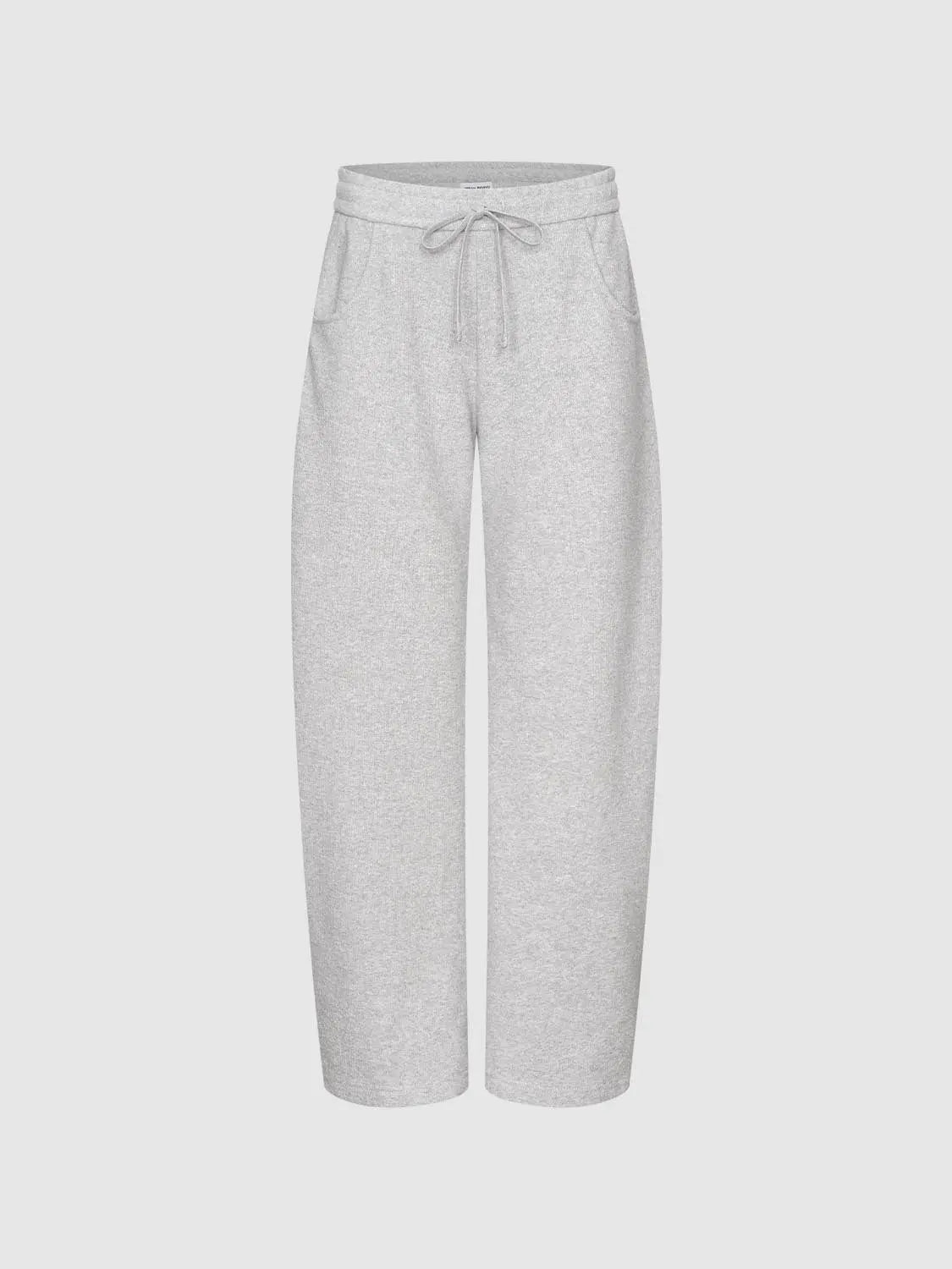 Barrel Leg Pants in light grey heather by Urban Revivo Fashion with drawstring waist