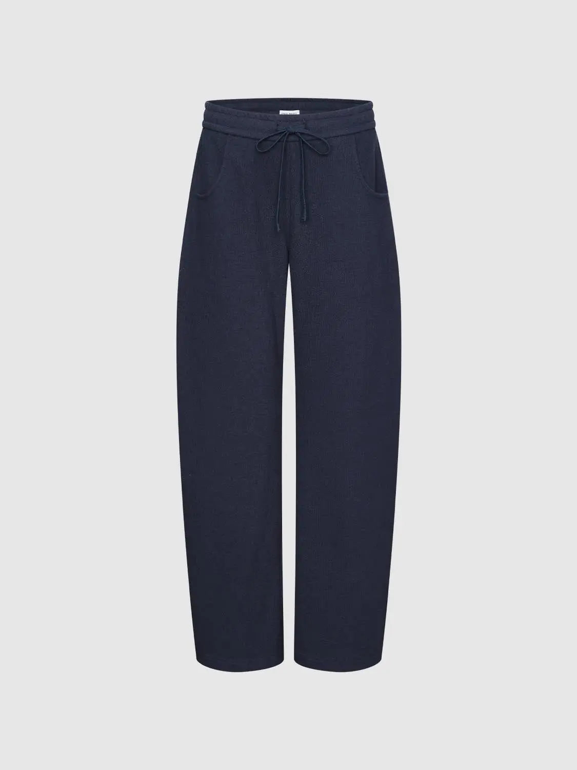 Barrel-Leg Pants, navy blue with drawstring waist, Urban Revivo Fashion