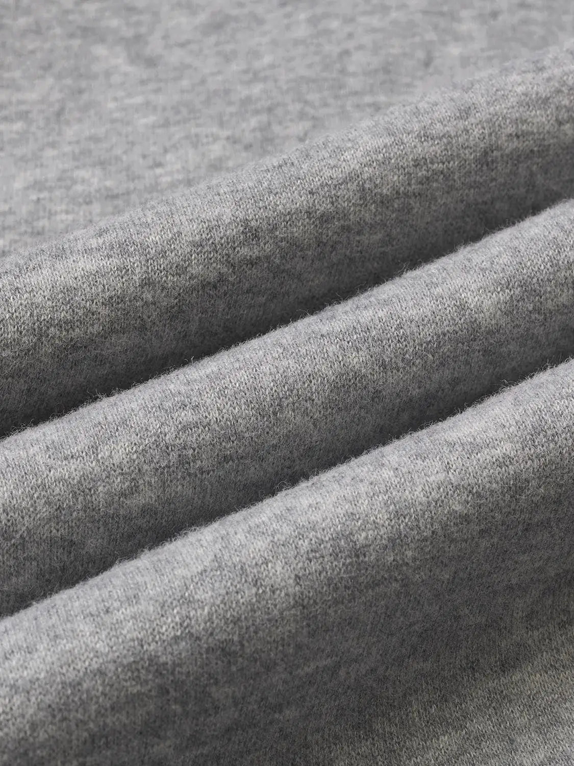 Barrel-Leg Pants in heather gray knit fabric with a soft, textured surface