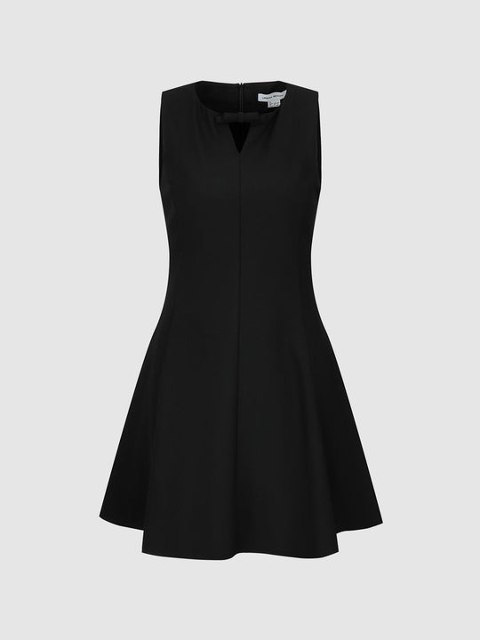 Tailored Nipped-Waist Sleeveless A-Line Midi Dresses
