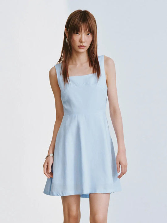 Square Neck Strappy A Line Mini Dresses Casual Summer Party