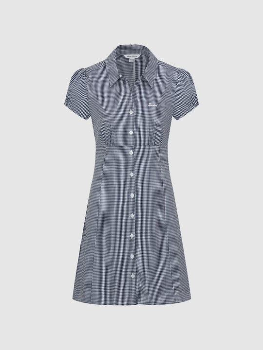 Capped Sleeve Striped A-Line Midi Dresses