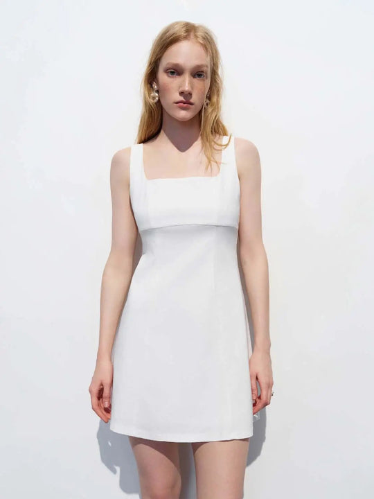 Thick Stretch Fabric Slight Stretch A-Line Mini Dress