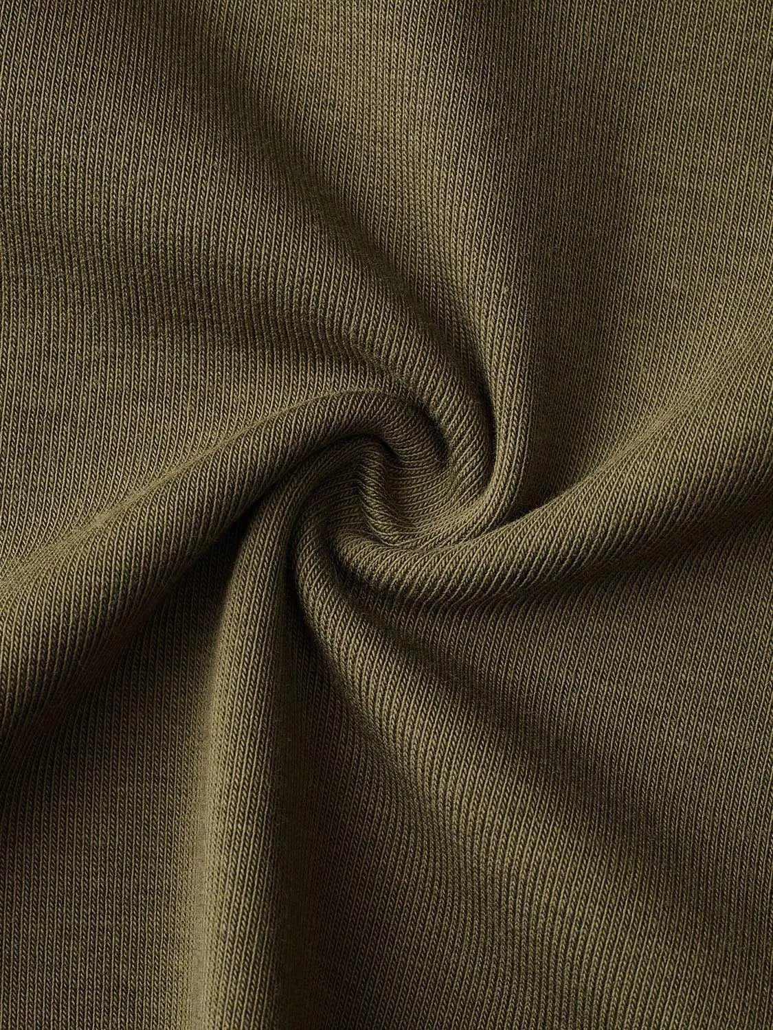 Cotton A-Line Dress olive-green ribbed fabric close-up