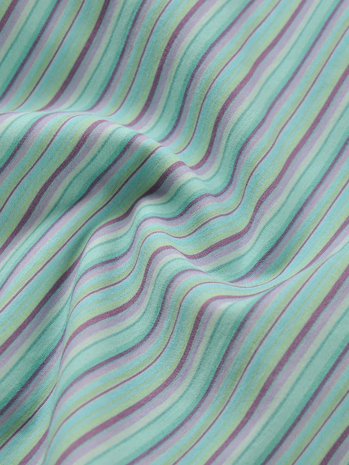A-Line dress fabric by Urban Revivo Fashion; mint green base with lavender and light blue stripes