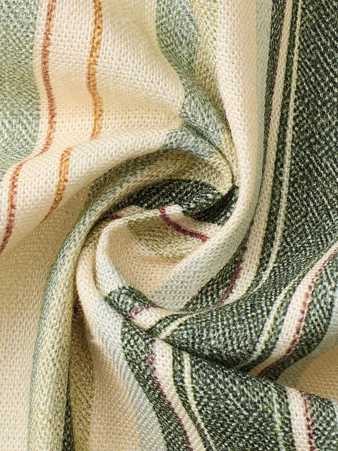 Dress, A-Line, woven striped fabric in beige, cream and green.