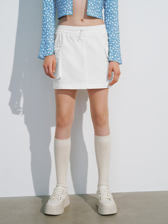 Minifalda recta con cordón en la cintura