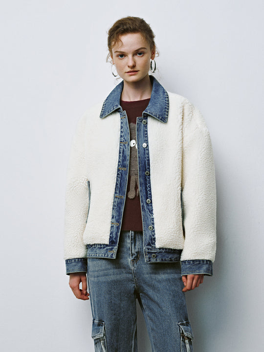 Vestes boutonnées à ourlet en denim