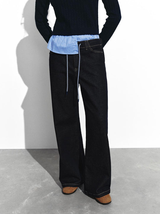 Drawstring Wide Leg Jeans