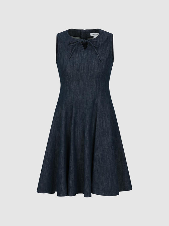 Lace-Up Sleeveless Denim Midi Dresses