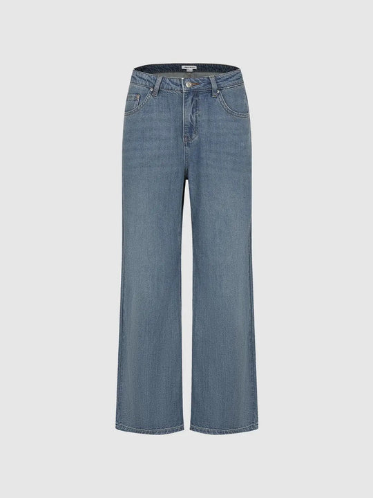 Denim Comfortable Flattering Fit Wide Leg Jeans