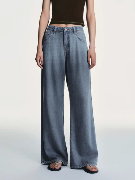 Denim Comfortable Flattering Fit Wide Leg Jeans