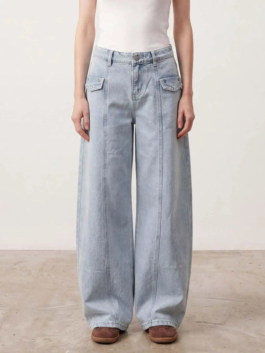 Wide Leg Jeans with Pocket Design