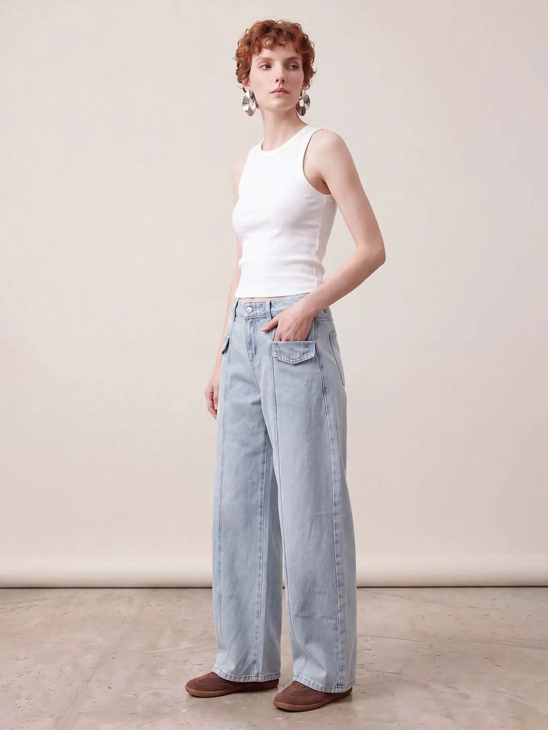 【Presale】Wide Leg Jeans with Pocket Design by Urban Revivo Fashion
