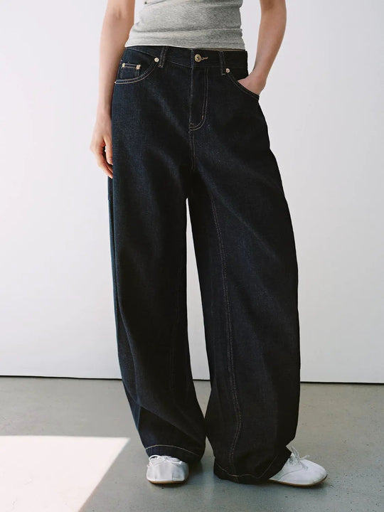 Oversized Wide-leg High Waisted Cotton Jeans