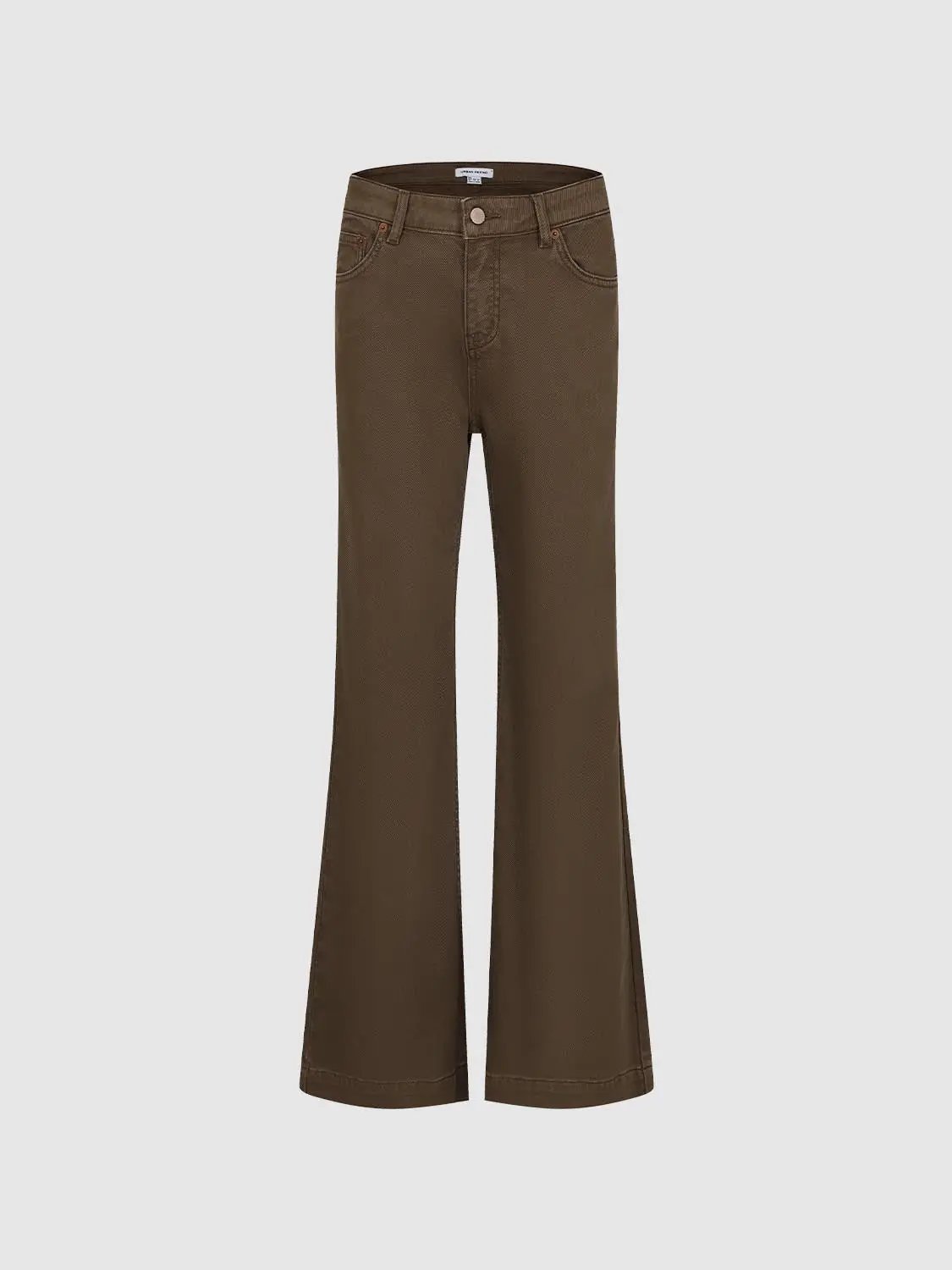 Casual Wide-leg Cotton Lyocell Blend Pants in brown from Urban Revivo Fashion, W_Jeans