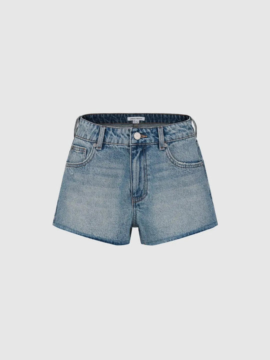 Denim Medium Stretch Cotton Blend Classic Fit Shorts
