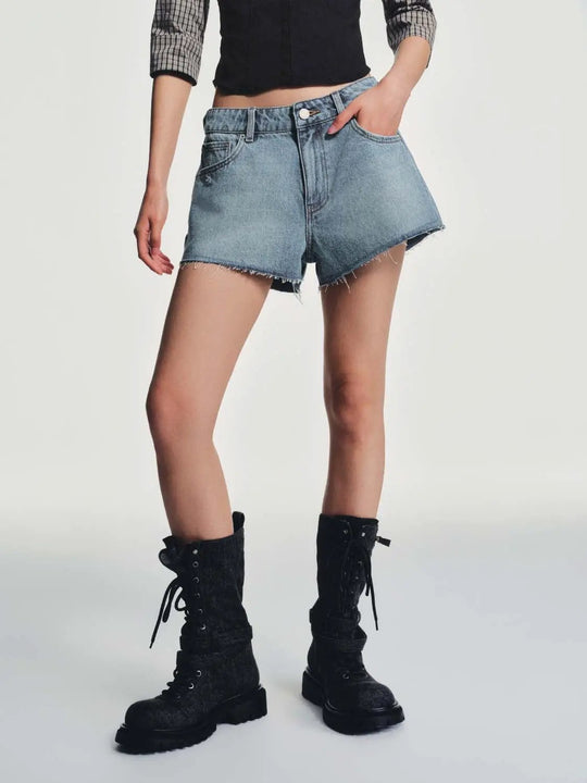 Denim Medium Stretch Cotton Blend Classic Fit Shorts