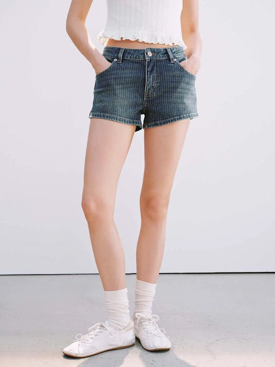 Cotton Denim With Medium Thickness And Subtle Texture Pocketbag Detail Slight Stretch Shorts