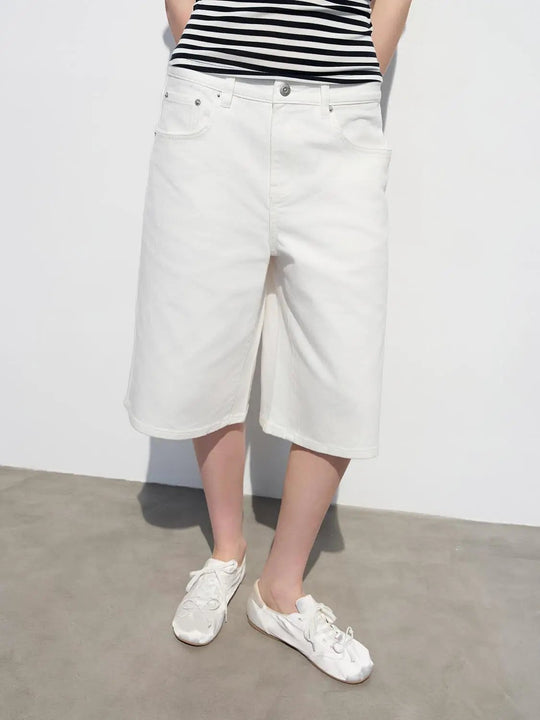 Cotton Five-Pocket Slight Stretch Denim Shorts