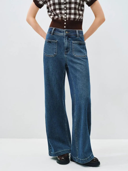 High-waisted Wide-leg Regular Cotton Jeans