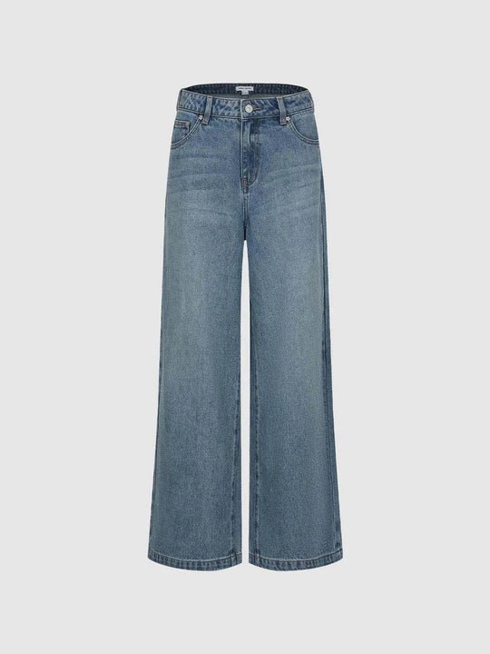 Denim High-waisted Wide-leg Lyocell Blend Jeans