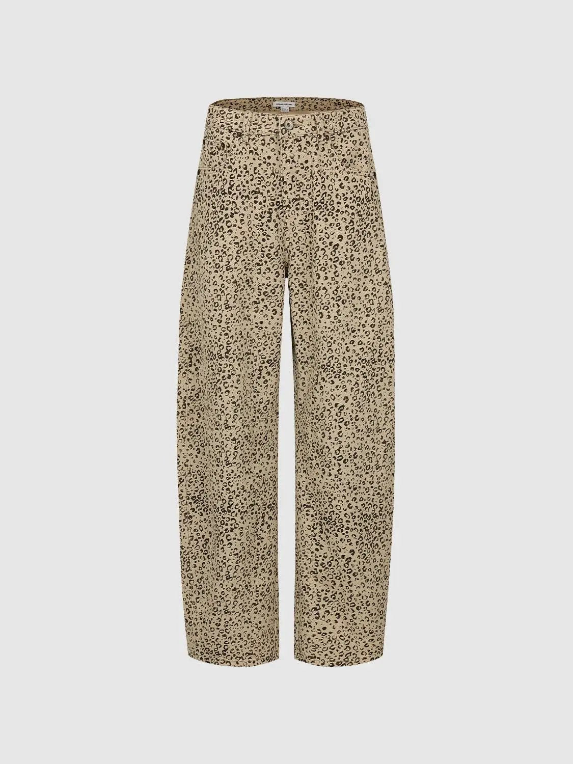 Jeans in beige leopard print with a wide-leg silhouette