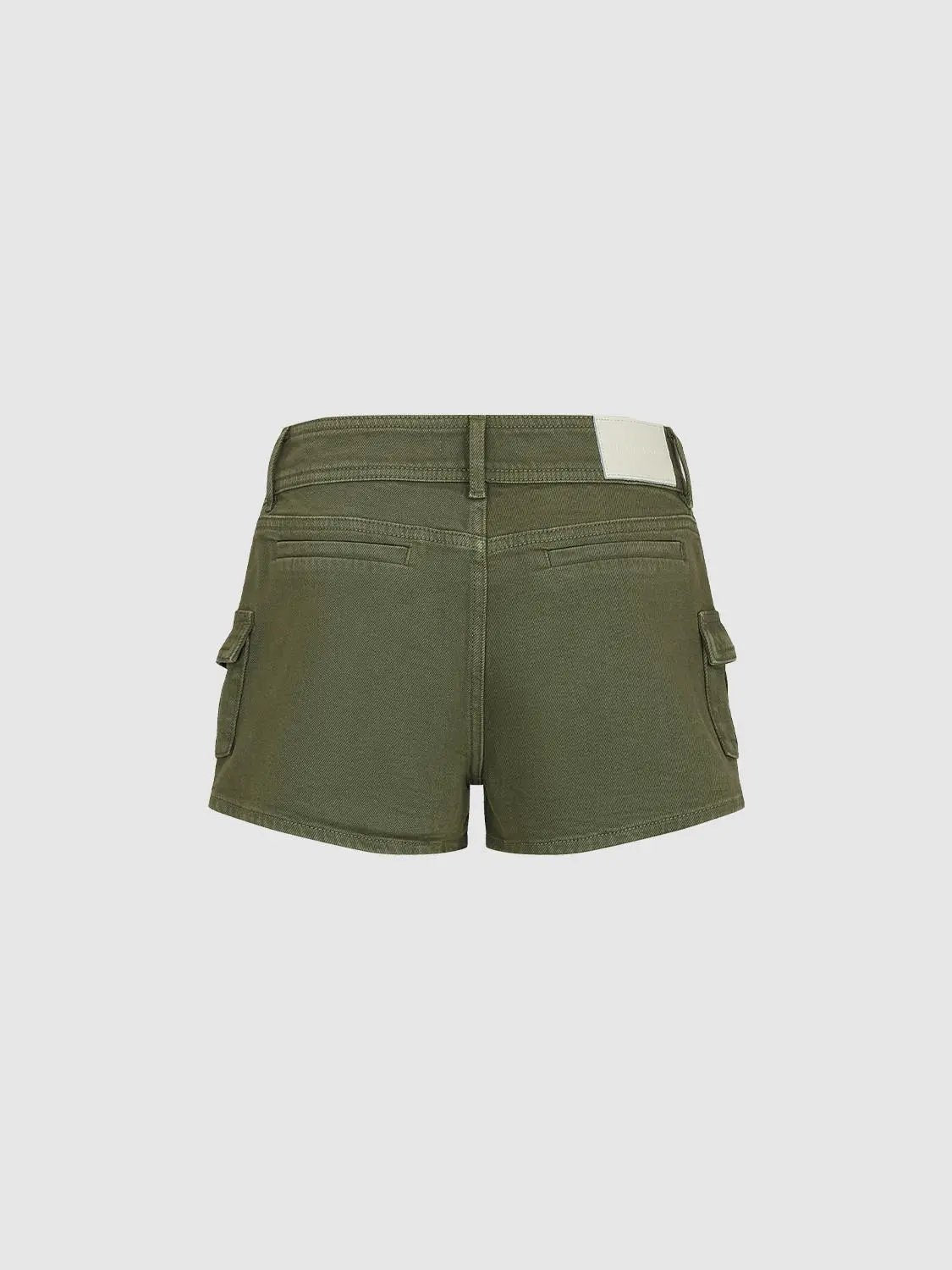 Olive cotton cargo shorts with belt loops and side pockets, Urban Revivo Fashion