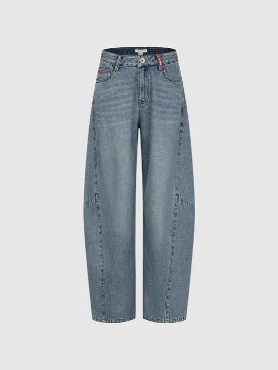 Jean large en coton à taille haute avec empiècements