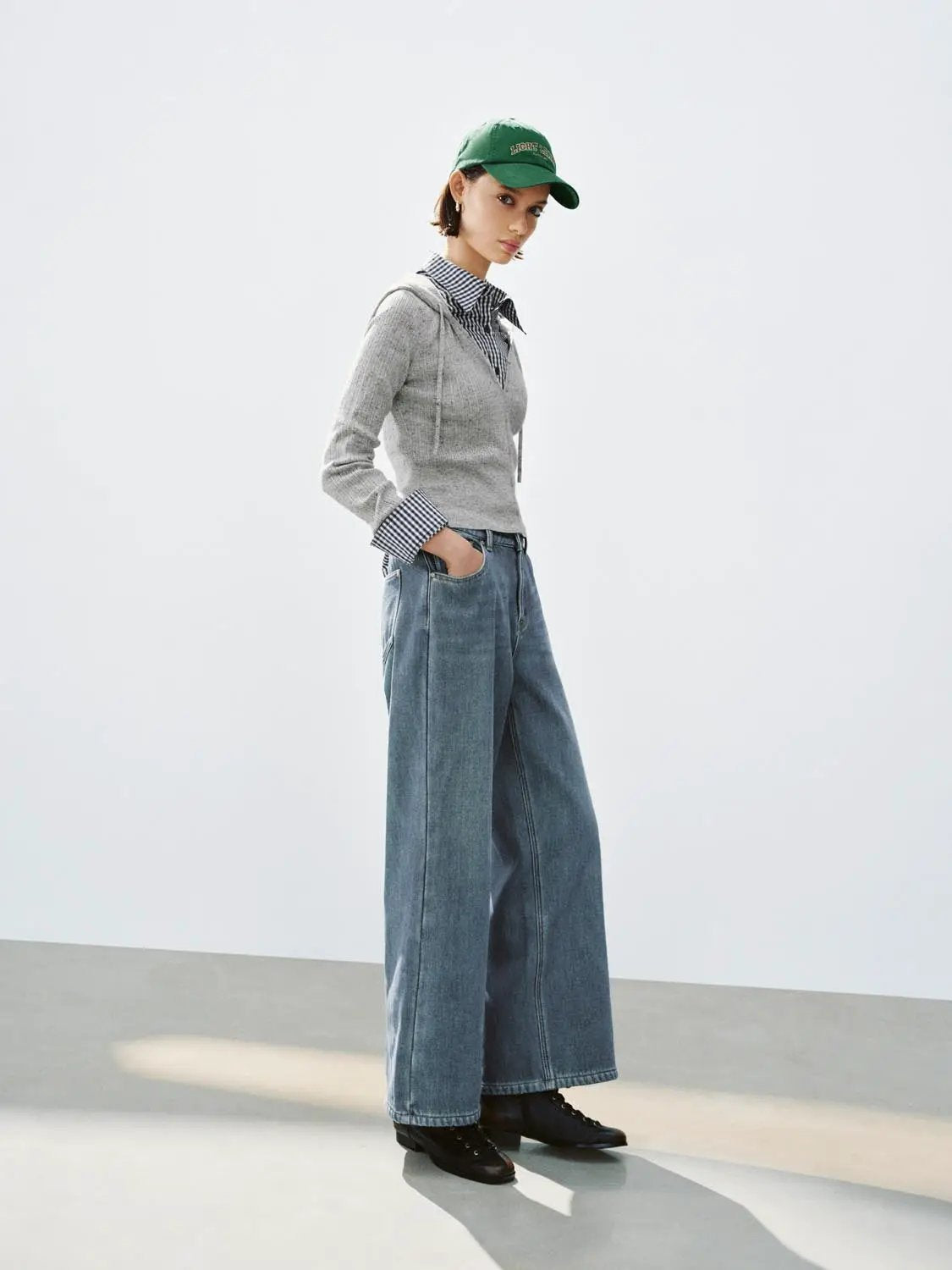 Jeans by Urban Revivo Fashion, light-wash wide-leg denim on model