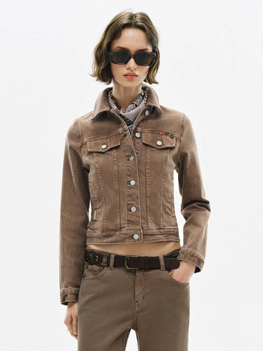 Veste trucker en coton à manches longues et boutonnée