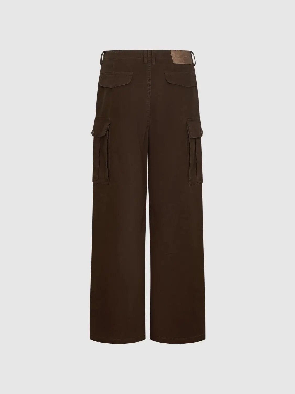 Casual jeans cargo pants in brown with side flap pockets, Urban Revivo Fashion