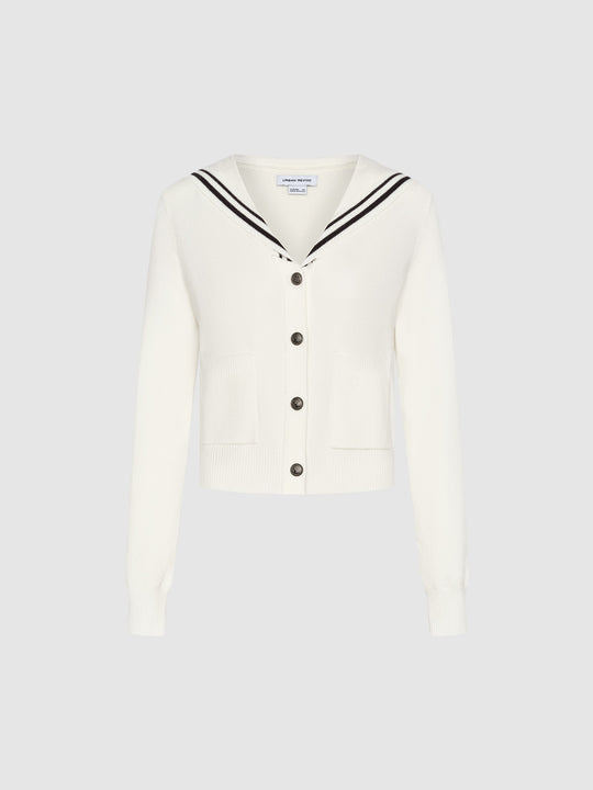 Sailor Collar Neck Knitted Cardigan